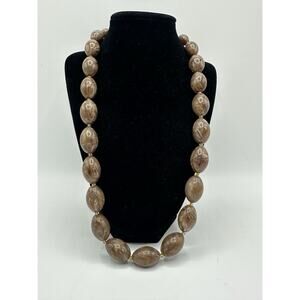 ✨ Vintage West Germany Swirl Bead Necklace - Brown & White ✨